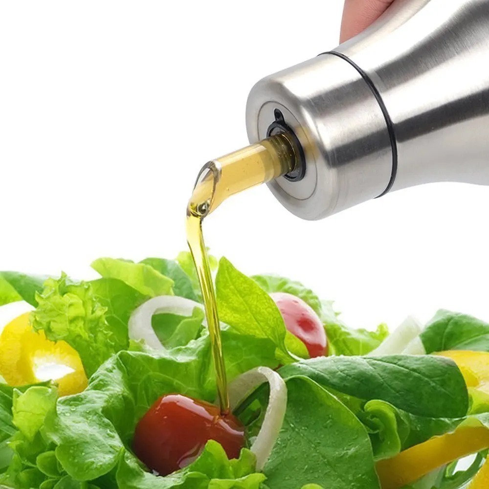 

Stainless Steel Cooking Oil Bottle Non Drip Olive Oil Dispenser Vinegar Oil Container with Pouring Spout for Kitchen Leak-Proof
