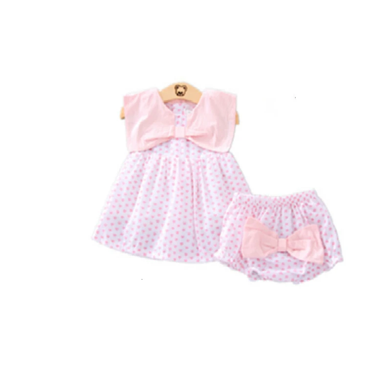 

New Summer Children Beautiful Clothing Cute Girls Fashion Bow Dots Dress Shorts 2Pcs/Set Toddler Casual Cotton Kids Clothes Suit