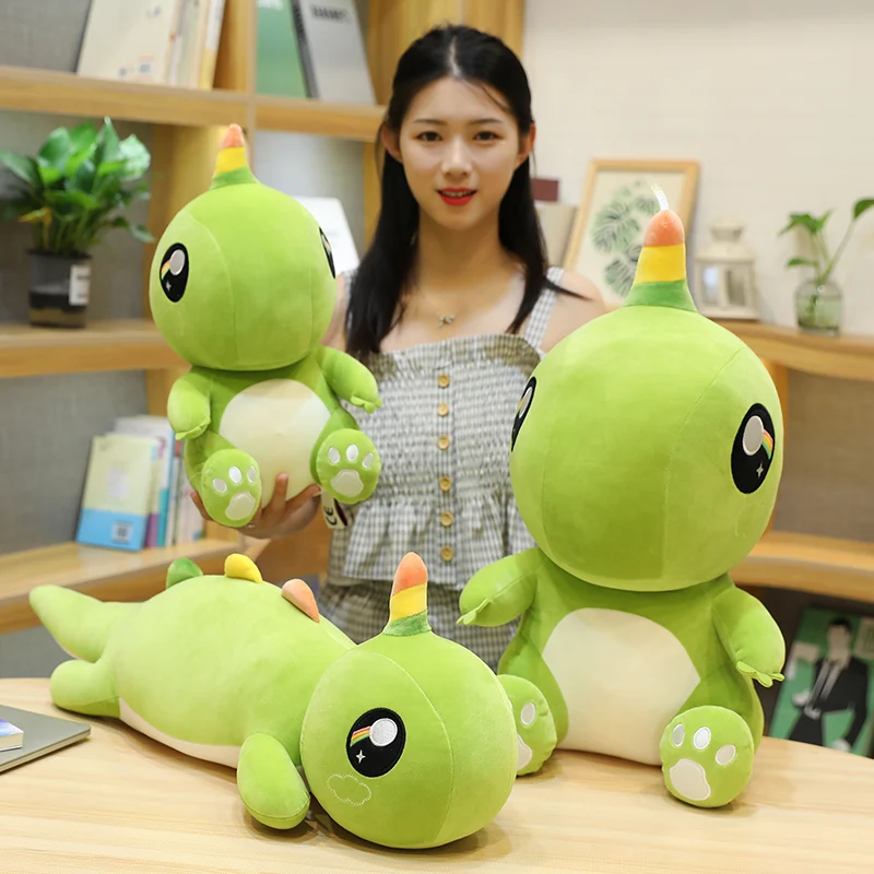 Милая зеленая плюшевая подушка мягкая игрушка в виде животного детская для