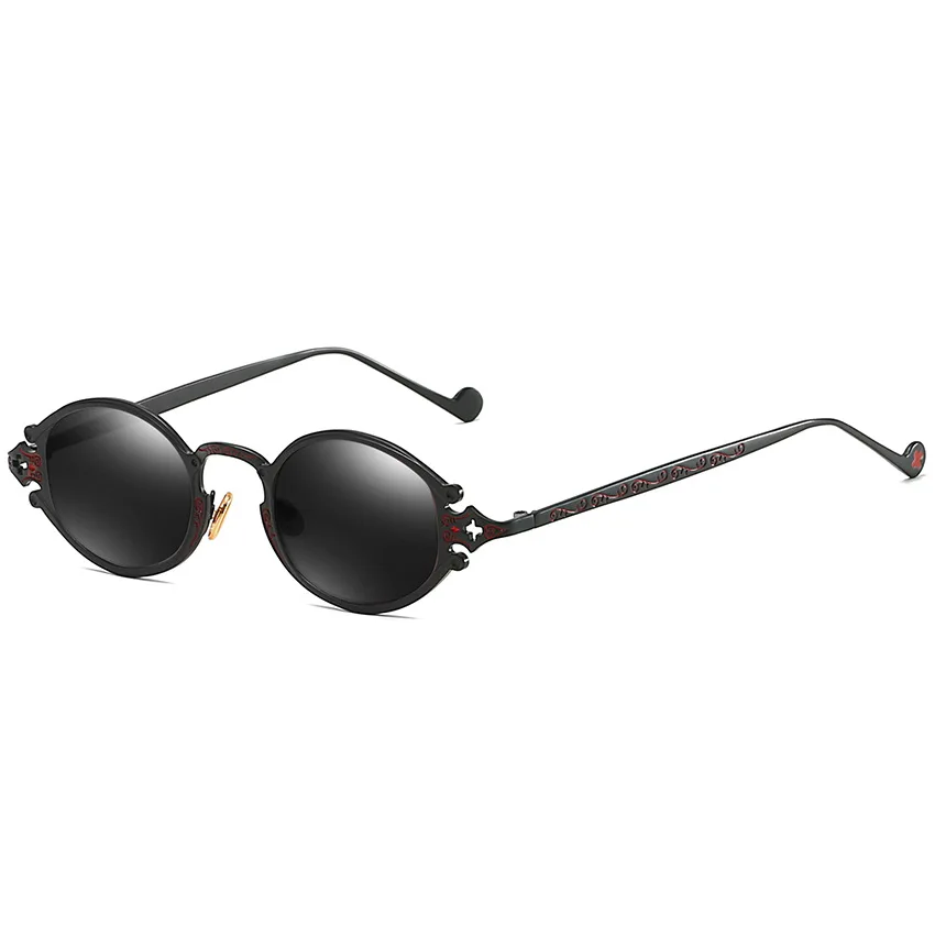 Iboode очки с украшениями для резьбы по подбородку женские популярные готические маленькие овальные панк Солнцезащитные очки Мужские брендовые Ретро Солнцезащитные очки женские UV400 - Цвет линз: C1