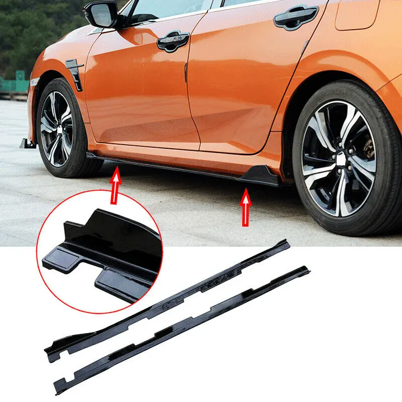 

For Honda Civic 2016-2018 Sedan 4Door Glossy Black Side Skirt Body Kits Moulding Cover Trim Car Accessories 2Pcs