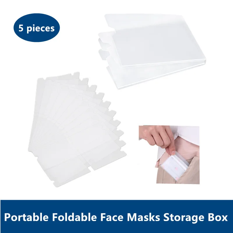 

5pcs Portable foldable mouth Mask Storage Box Disposable Face Mask Storage Clip Container Mask Dustproof Storage Organizer NEW