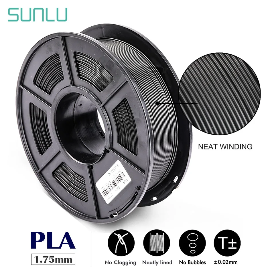 

SUNLU Neat Winding PLA Filament 1.75mm 1kg With Spool For 3D Printer No Tangle Printing Degradable Plastic PLA Consumable