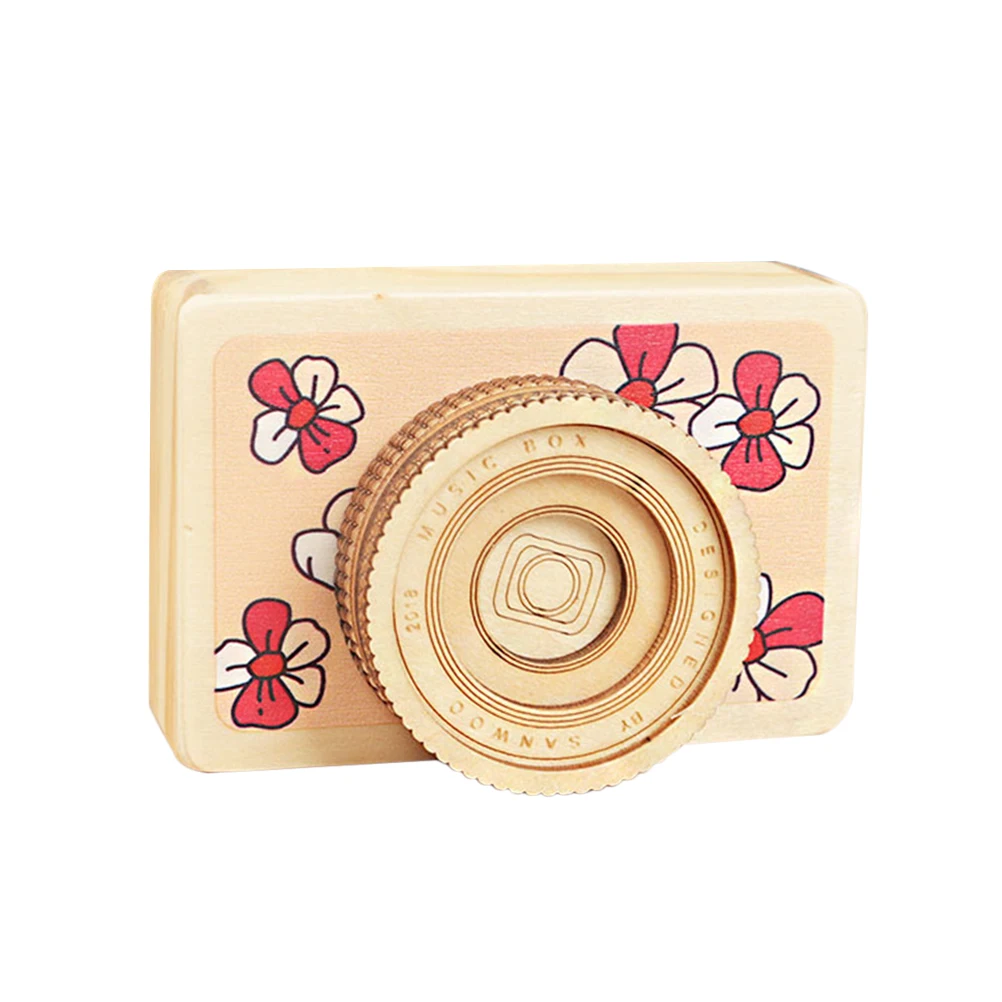 

1 pc Music Box Creative Miniatur Camera Shaped Wooden Music Box Melody Boxes for Birthday Christmas Valentines Day