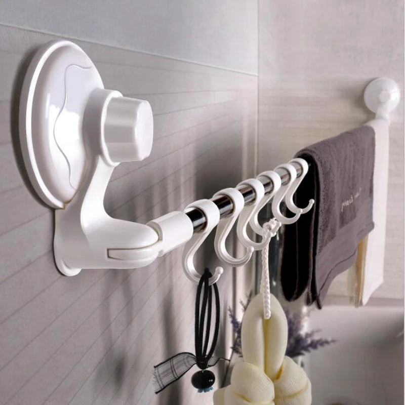 Suction Cup Towel Holder Rack Wall Mounted Towel Hanger Rack Bar Shelf Bathroom Hook Kitchen Wipes Hanging