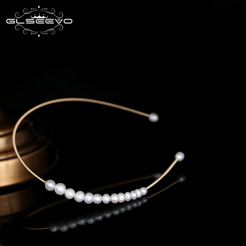 

GLSEEVO Natural Fresh Water Pearl Hair Jewelry For Women Girls Tiara Handmade Jewelry Wedding Hair Accessories GH0010