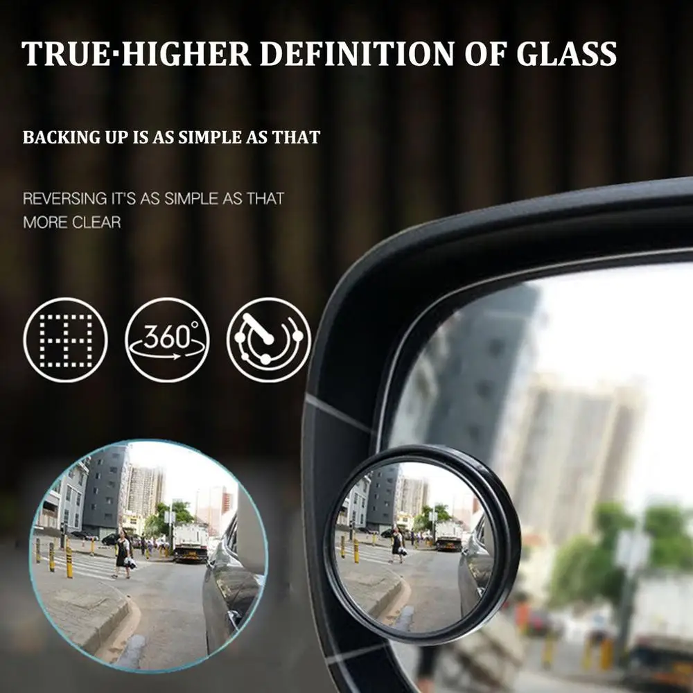 

Car small round mirror 360 degree adjustable rearview mirror blind spot super clear auxiliary reversing wide angle reflective