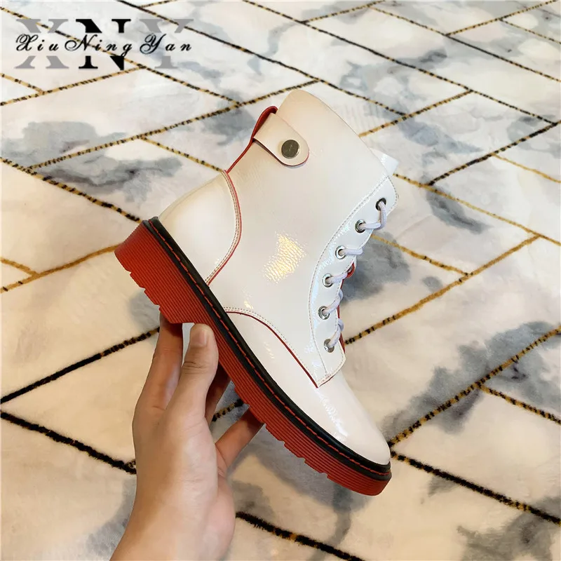 

XIUNINGYAN Retro Ankle Boots Shoes Woman Genuine Leather Matin Boots 2019 Autumn Winter Square Heels 4cm Fashion Chelsea Boots