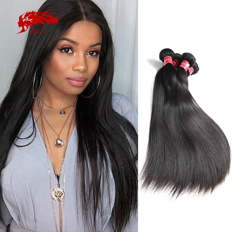 Extensions de cheveux brésiliens vierges non traités – Ali Queen, cheveux humains, couleur naturelle, 30 32 34 38 pouces