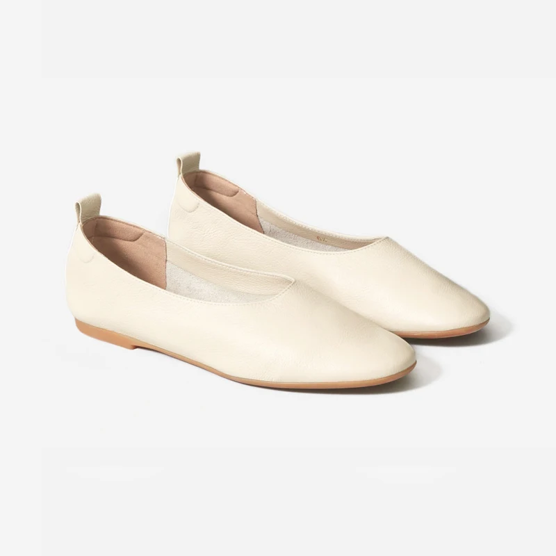 Ballet Soft Sole Retro Shoes Genuine Leather Round Toe Ladies Shoes Flat Heels Shallow Women?s Shoe Autumn