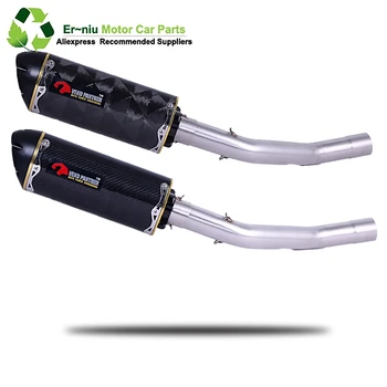 

Free Shipping Carbon Fiber Motorcycle Exhaust Muffler Middle Bend Pipe Escape Slip-On For KAWASAKI ZX6R ZX-6R 2008 To 2014