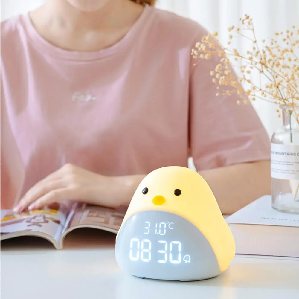 Touch Control and 3 Alarms Kids Bedroom Clock with USB Charger Childrens Sleep Trainer Cute Chick Alarm Clock for Girls Boys DAYOO Kids Alarm Clock Kids Night Light Clock with 3 Color Changing 