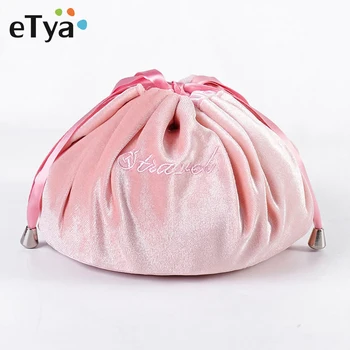 

Women Drawstring Cosmetic Bag Round Travel Makeup Bag Organizer Make Up Case Storage Pouch Toiletry Beauty Kit Bags Neceser