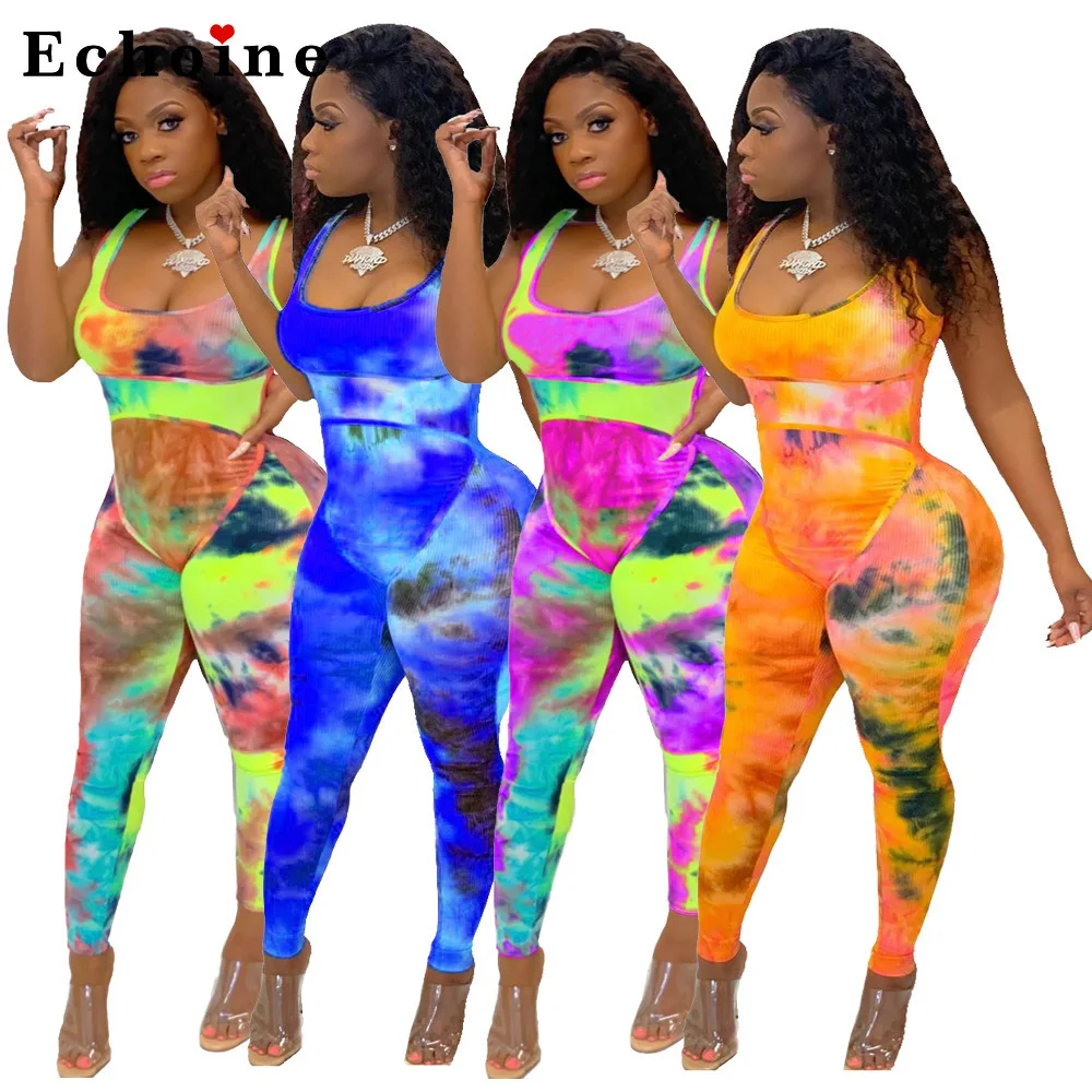 

Fashion Women's Printed Hidden Zip Sexy Bodycon Jumpsuit Color Block Tie-Dye Printed Overalls Long Pencil Pants Charming Rompers
