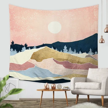 

Wall Hanging Psychedelic Tapestry Camping Sunrise Oil Painting Pattern Sunset Boho Tapestry Scenic Landscape Painting Tapestry