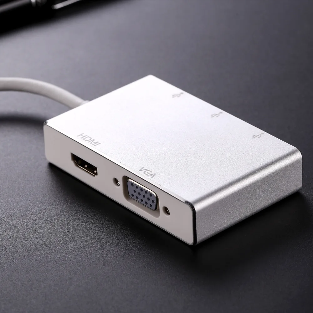 Многофункциональный 5 в 1 USB3.1 type-C концентратор для VGA HDMI USB3.0 адаптер видео конвертер абсолютно и высококачественный