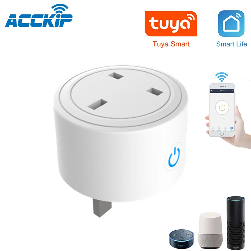 

ACCKIP UK Standard WiFi Smart Wall Socket Tuya APP Control WiFi Power Plug Smart Home Devices with Power Monitor Timing UK Plug