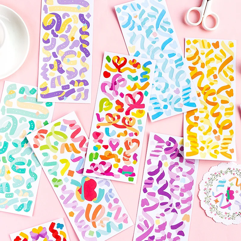 3 unids/lote estrella arcoíris serie pegatinas de etiqueta de palo de Scrapbooking diario papelería álbum cinta de color pegatinas