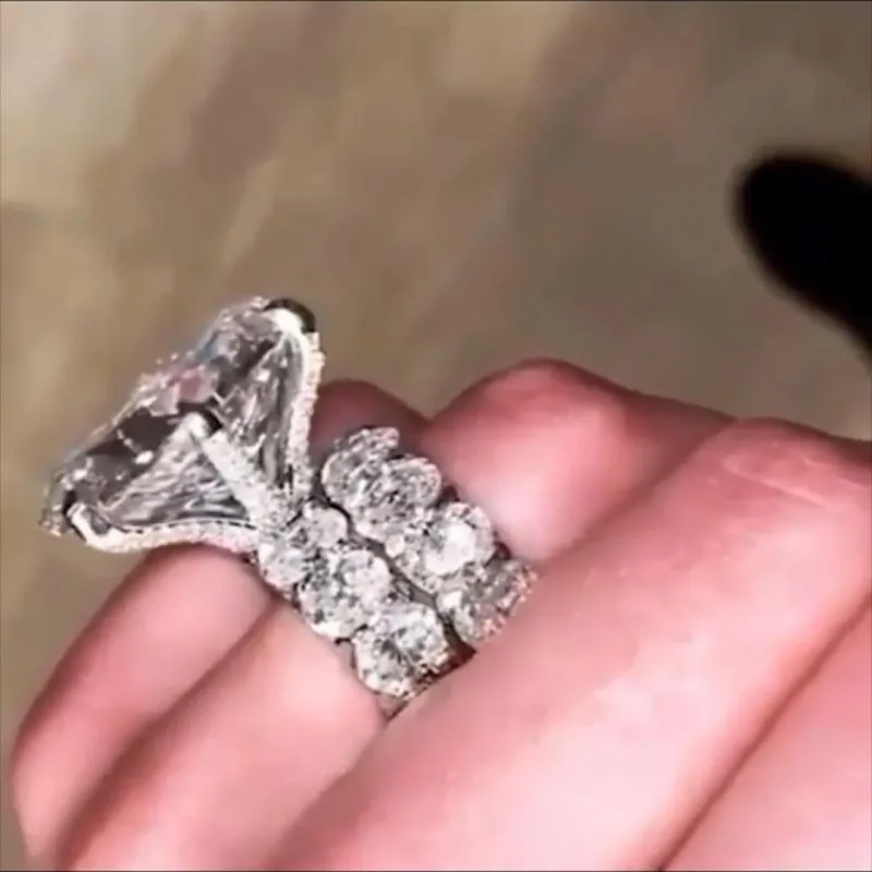Vintage Lovers 925 Sterling Silver ring sets Oval 8ct Lab diamond Cz Engagement wedding band rings For women men Party Jewelry | Украшения