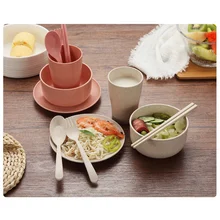 Family Restaurant Baby and Children Tableware Tableware Wheat Straw Home Cooking Simple Tableware Salad Plate Meat Bowl 6 Pieces alan barnes simple cooking at home
