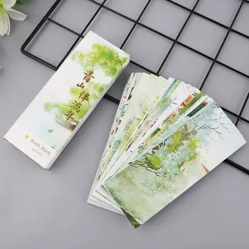 

30pcs Chinese Style Paper Bookmarks Mountain And Fleeting Time Painting Cards Retro Beautiful Boxed Bookmark Commemorative Gifts