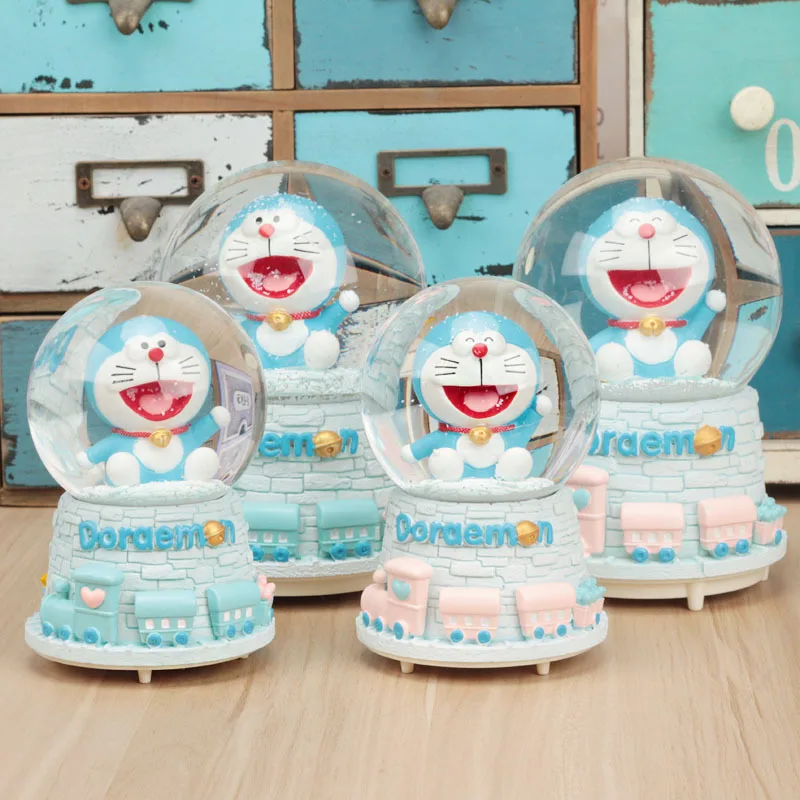 Doraemon креативная Снежинка Хрустальный шар синяя жирная музыкальная шкатулка в виде хрустального шара украшение из смолы студенческий подарок - Color: Doraemon