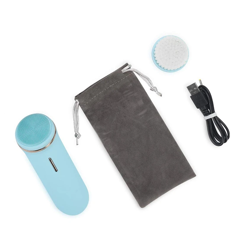 

3D Sonic Facial Cleansing Brush Waterproof,Silicone Face Brush USB Charging with 2 Brush Heads for Deep Cleansing,Exfoliating,Ma