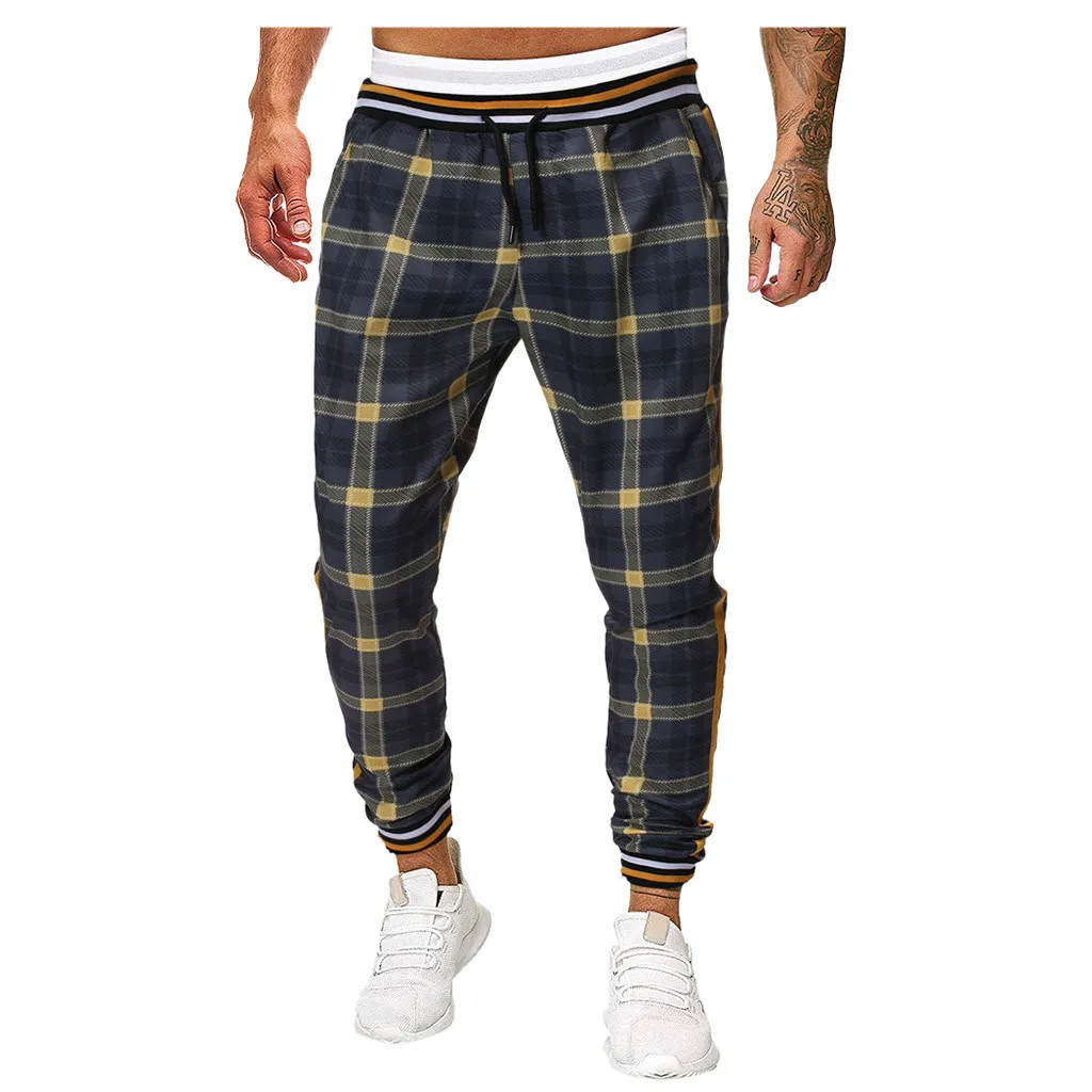 Vogue Pantalones Hombre, Мужские штаны, повседневные длинные спортивные штаны, облегающие клетчатые брюки, беговые джоггеры, спортивные штаны