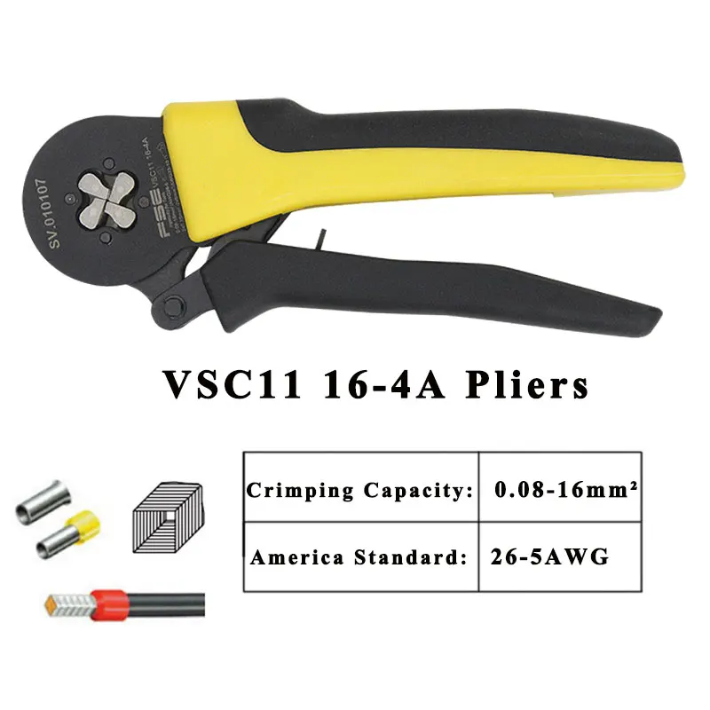 VSC11 16-4A 0,08-16 мм^ 2 26-5AWG регулируемые точные обжимные плоскогубцы трубка обжимной терминал Ручной инструмент HSC11 16-4A