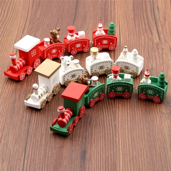 

New Christmas Train Painted Wood Christmas Decoration for Home with Santa/bear Xmas kid toys gift ornament navidad new year Gift