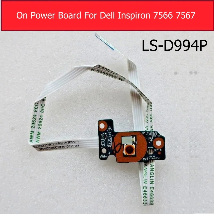 On/Off Power Board For Dell Inspiron 15 7000 7567 7566 Switch button with Cable Replacement WDRC4 LS-d994p | Компьютеры и офис