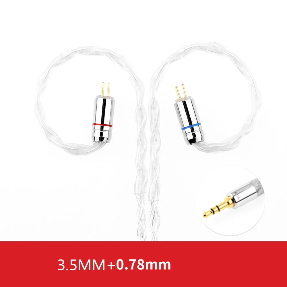 Новейший TRN T3 из чистого серебра кабель 8 жильный кабель плетеный кабель 3,5/2,5 мм разъем MMCX/2Pin разъем для лампа указателя V90 BA5 ST1 V80 \ T3 \ P1 - Цвет: 3.5mm 0.78mm