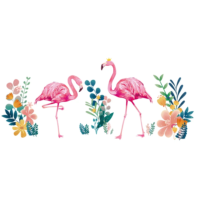 [SHIJUEHEZI] растительные листья стикер на стену DIY Фламинго наклейки на стену в виде животных для гостиной Детская спальня Детский дом украшение - Цвет: flamingo