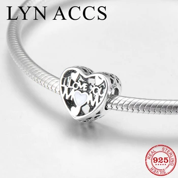 

Full of love 925 Sterling Silver hollow out Letter I LOVE YOU MOM Heart Beads Fit Original LYNACCS Charm Bracelet Jewelry making