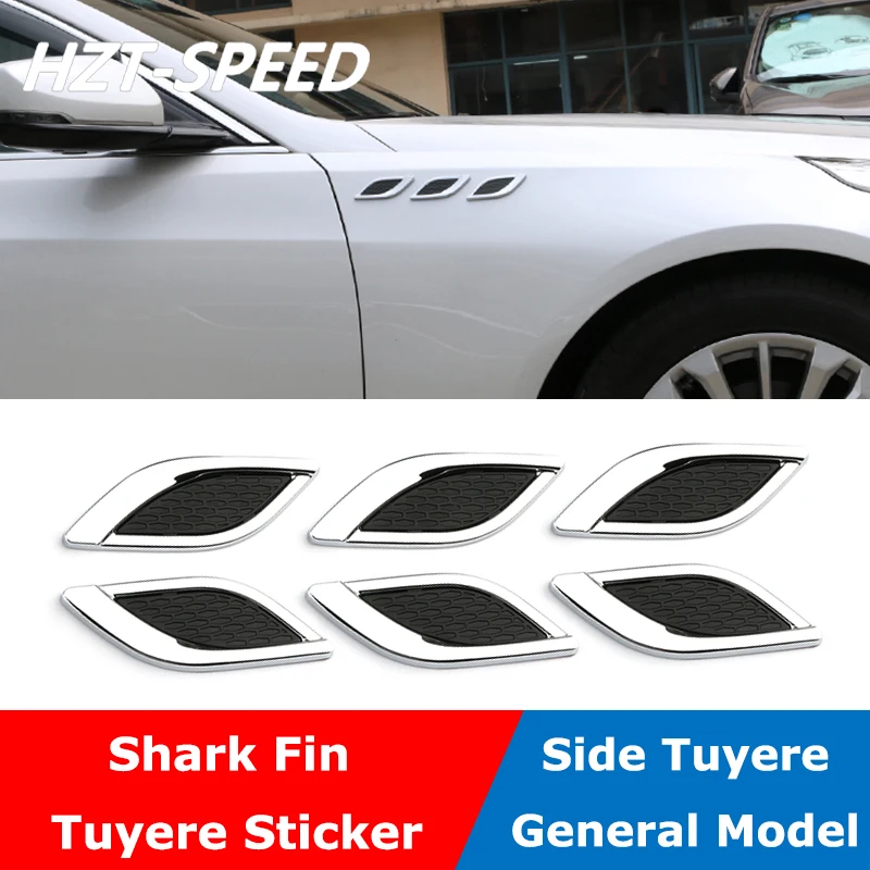 

2pcs Side Vent Air Flow Fender Intake Sticker Car Simulation Side Vents Decorative stickers Chrome trim Car-styling