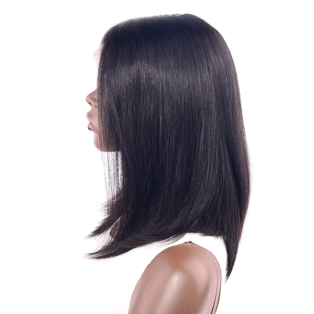 Шоколад короткий боб парики бразильские Волосы remy прямые Синтетические волосы на кружеве человеческих волос парики для Для женщин