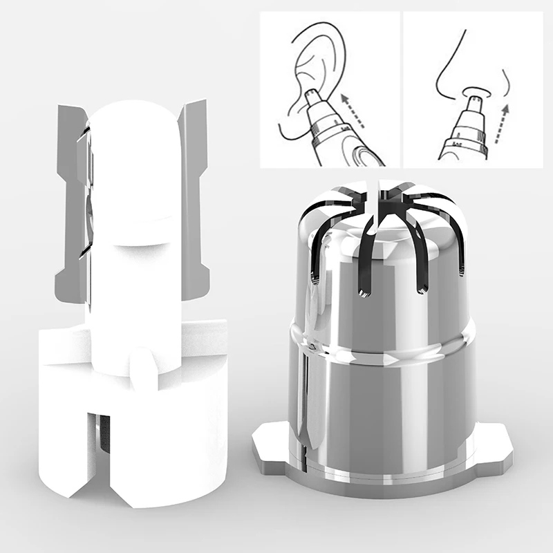 1Pcs Stainless Steel Nose Trimmer Heads Nose Hair Cutter Replacement Head 3-in-1 Shaver Silver & White