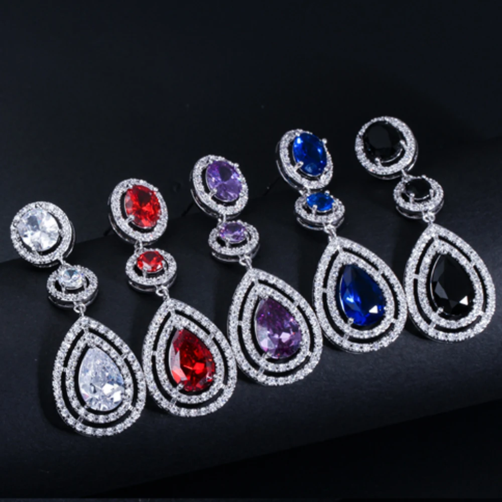 Элегантная микрозакрепка ThreeGraces AAA + CZ камень длинный большой Королевский синий