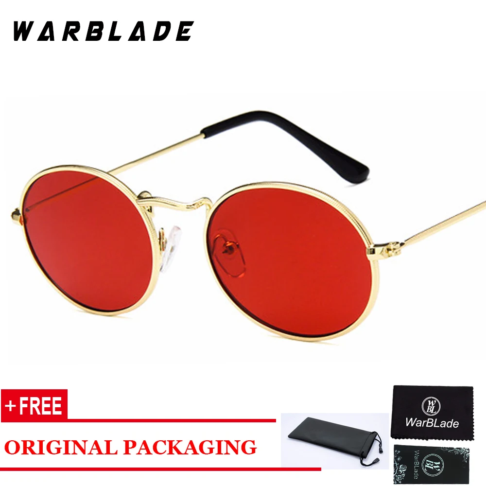 WarBLade Cool Brand Designer Sunglasses Women Round Leopard Gradient Lens Big Circle Clear Glasses Eyewear Rimless - Цвет линз: gold red