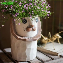 Abstract Lion Flower Pot Desktop Flower Arrangement Container Simulation Art Lion Sculpture Home Decoration Accessories