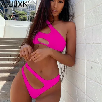 

AIUJXK Irregular One Shoulder Biquini Women Lingerie New Arrival Summer Cut Out Bra And Panty Set Sexy 2 Piece Swimsuit