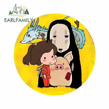 

EARLFAMILY 13cm x 12.8cm For Spirited Away No Face Man Anime Car Sticker Personality Decal Auto Car Assessoires SUV RV