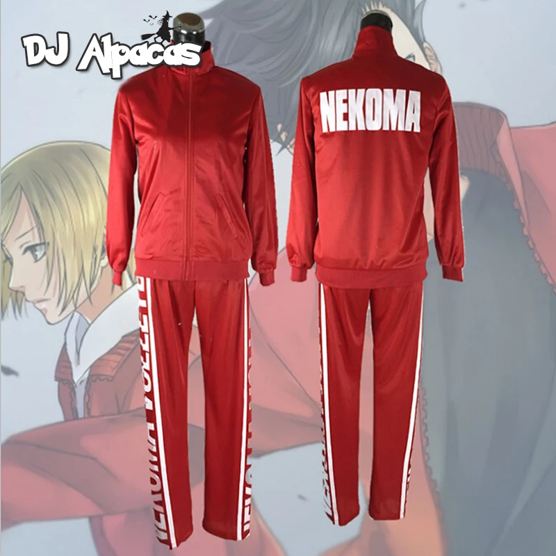 

Haikyuu Nekoma High Jacket+Pants Cosplay Uniform Tetsurou Kuroo Kozume Kenma Costume Set Volleyball Team Red Sportswear Uniform