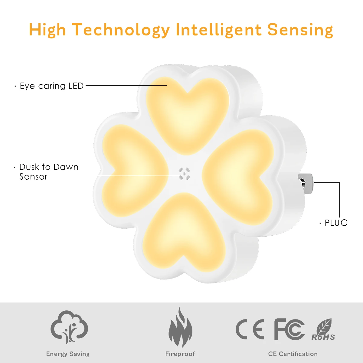 

LED Night Light Light-controlled Sensor EU/US AC110-240V Pulg-in Socket Bedside Wall Lamp Light Children Room Lighting