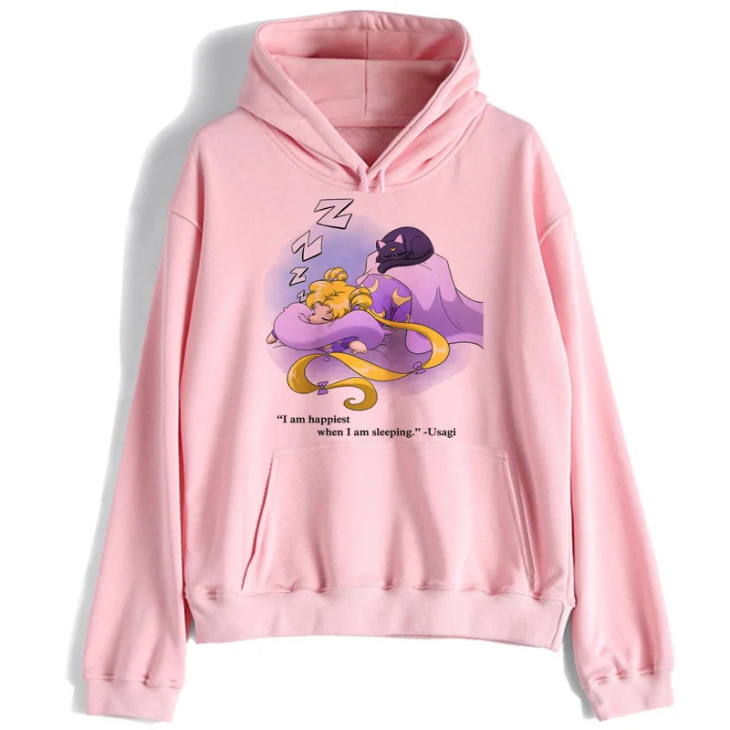 Сейлор свитшот с Луной harajuku уличная Корейская ulzzang Толстовка kawaii 90s мультфильм пуловеры новая одежда негабаритных с капюшоном