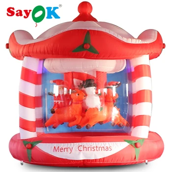 Price 3m Inflatable Christmas Carousel Decoration With Air Blower For Outdoor Yard, Garden, Street, Shopping Mall Art Decor