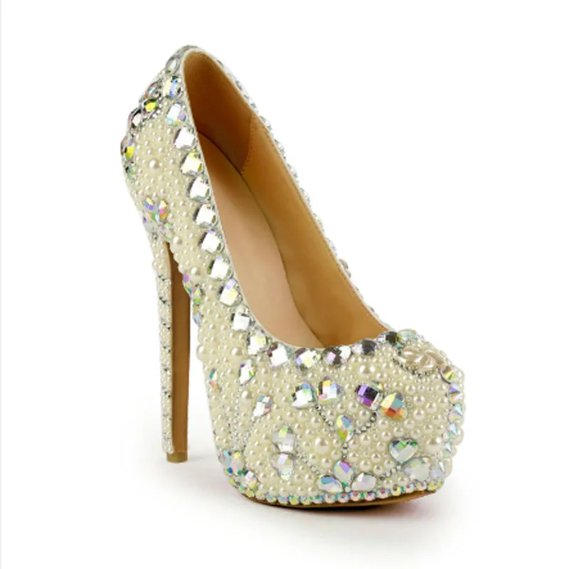 Women's high heels women's wedding shoes women's bridesmaid's shoes women's banquet shoes women's pearl diamond high-heeled shoe