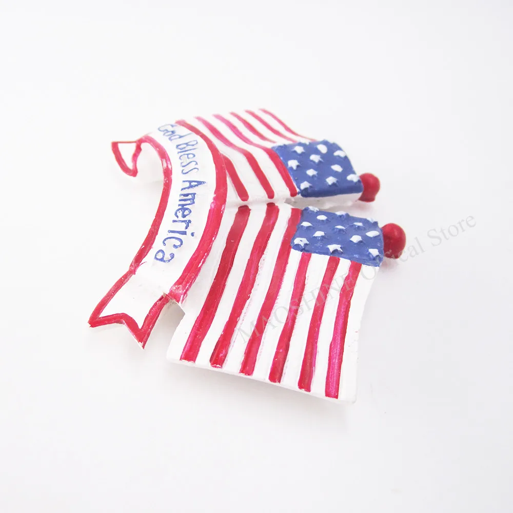 Магнит на холодильник, наклейка с двойным флагом Америки, 3D, смола, США, страна, туризм, сувенир, коллекционные вещи, домашний декор, примечание, ручная роспись