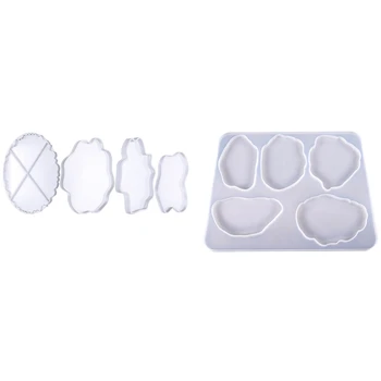 

5 Pcs Silicone Coasters Mold Agate Coaster Molds Irregular Shaped Epoxy Resin Molds, 1 Pcs 30.2X24.7cm & 4 Pcs 21cm