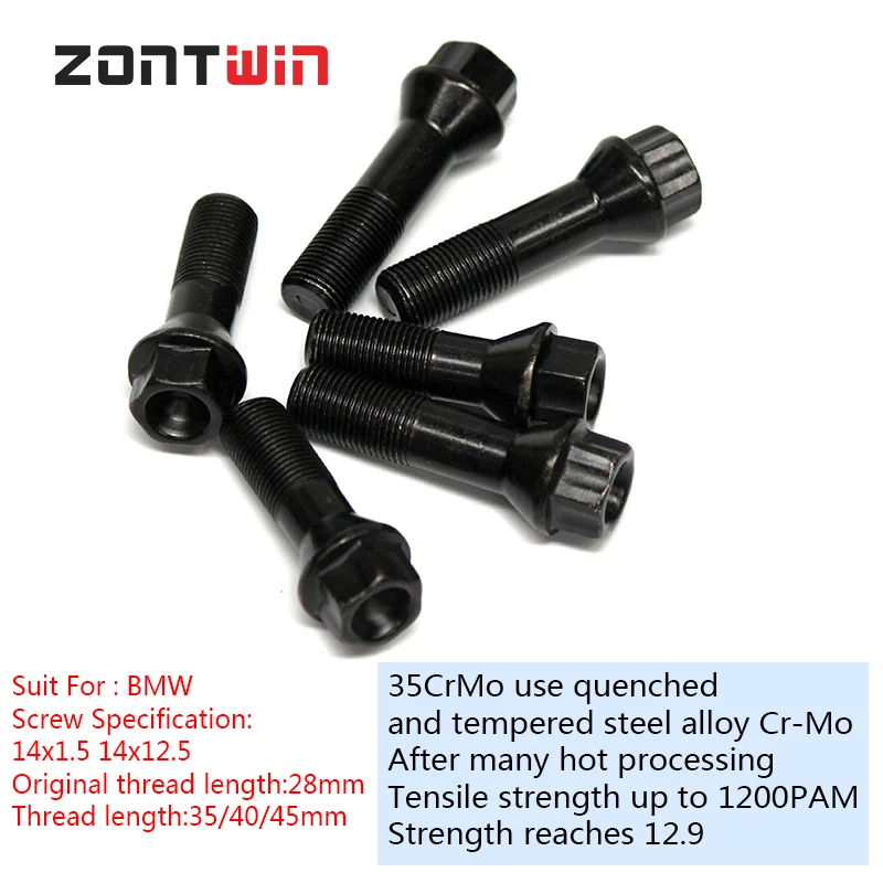 

20Pieces M14x1.5 M14x1.25 Strengthen Car Alloy Wheel Nuts Bolts Screws Flat seat For BMW 3 5 7 Series X5 X6